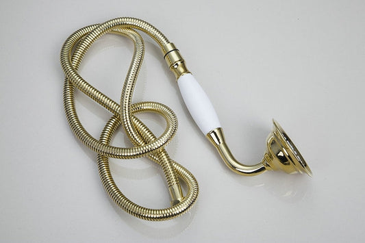 Goldfarbener Brauseschlauch mit Handbrause