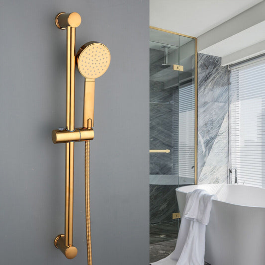 Goldfarbene Duschstange mit Handbrause