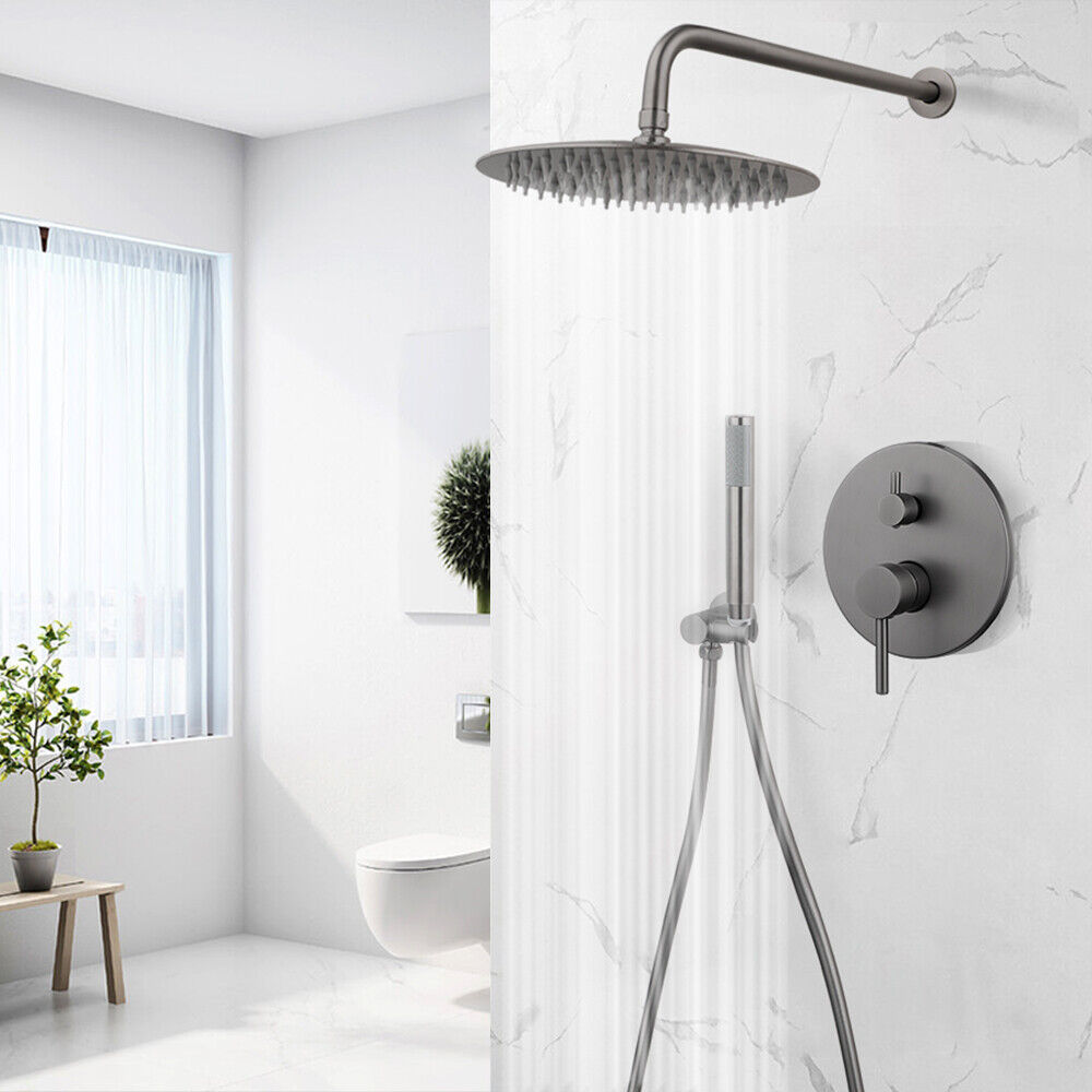 Gun metal inbouw regendouche met handdouche