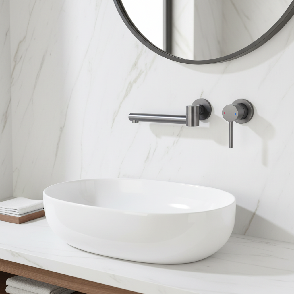 Gun metal swivel wall tap