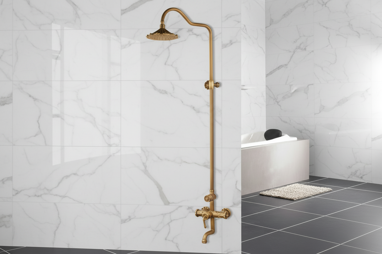 Nostalgische bronskleurige opbouw douche