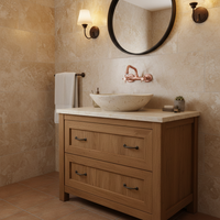 Nostalgic copper-colored washbasin tap mixer with swivel spout