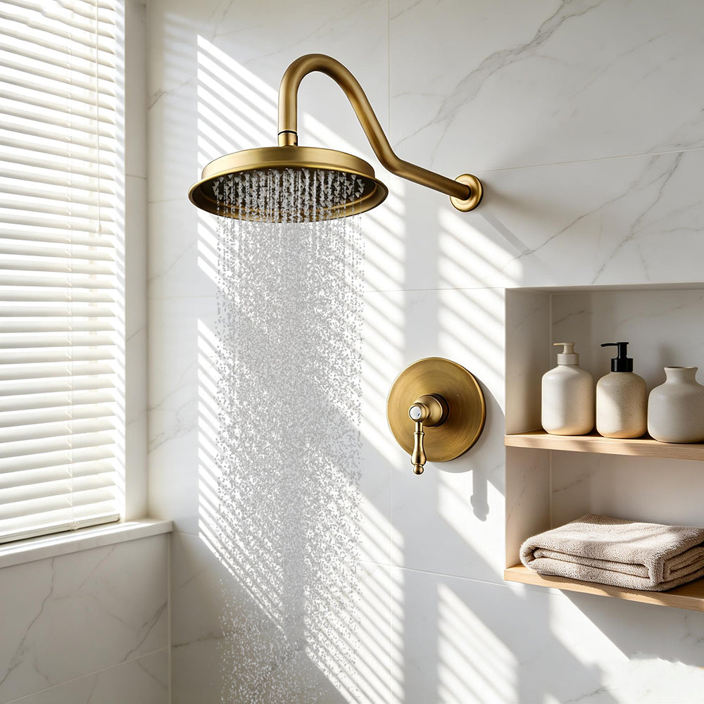 Landelijke inbouw regendouche set – Bronskleur – 22 cm douchekop