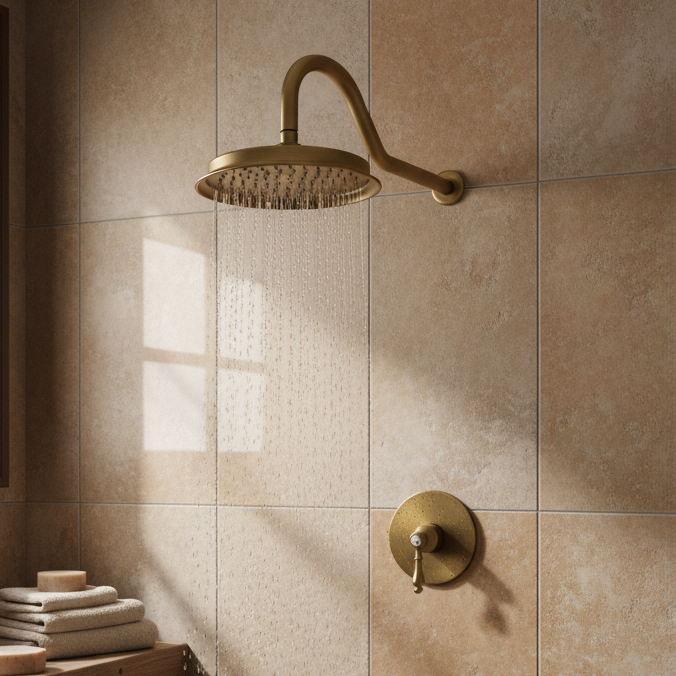 Badique Landelijke inbouw regendouche set – Bronskleur – 22 cm douchekop