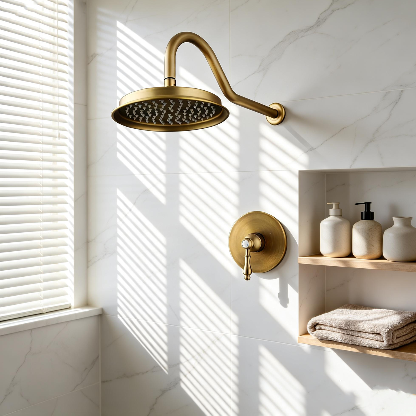 Landelijke inbouw regendouche set – Bronskleur – 22 cm douchekop