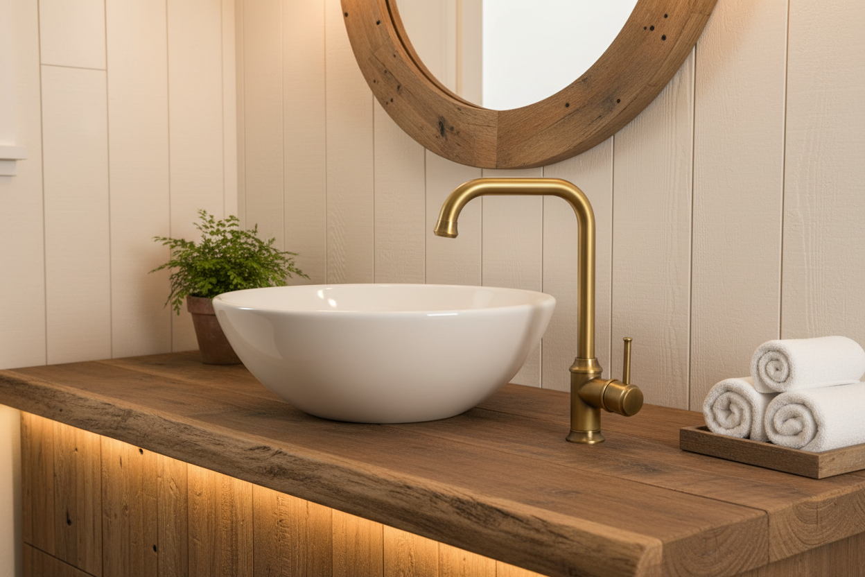 Robuste Waschtischarmatur im Landhausstil