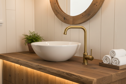 Robuste Waschtischarmatur im Landhausstil