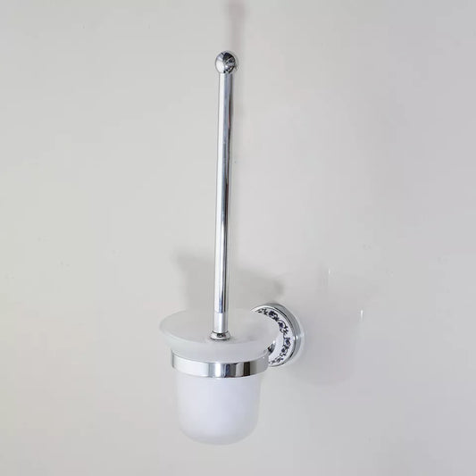 Nostalgischer Toilettenbürstenhalter - Chrom mit Glasschale
