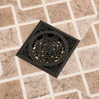 Zwarte vloerput/doucheput 10×10 cm met stankafsluiter