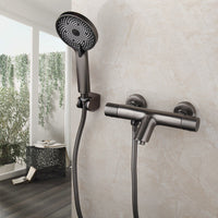 Thermostatische badkraan gun metal met 3 standen handdouche