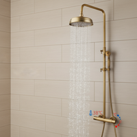 Nostalgische bronskleurige thermostatische regendouche