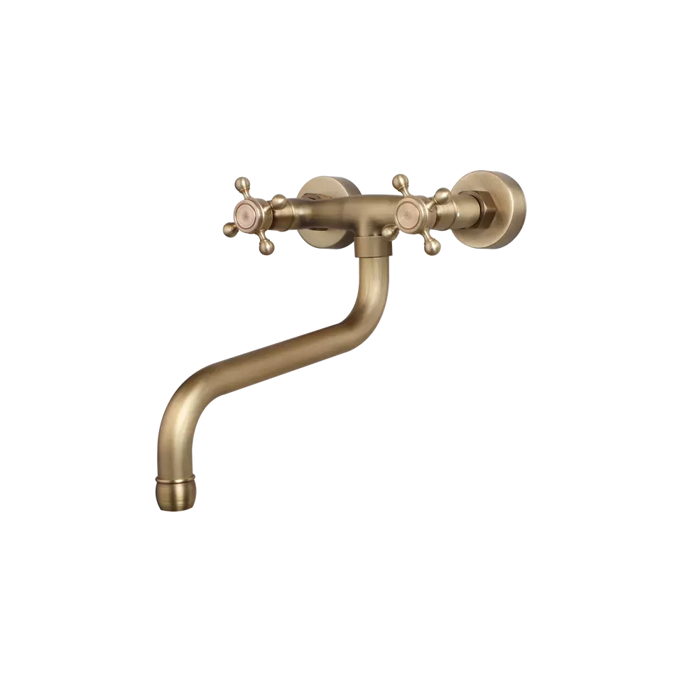 Nostalgic bronze-colored mixer tap with long spout
