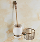 Bronze toilet roll holder with brush