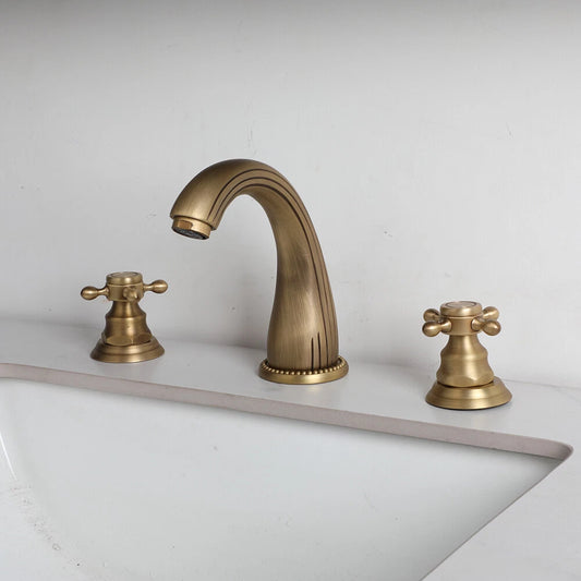 Ländlich-nostalgische 3-teilige Retro-Badewannenarmatur zur Wannenrandmontage 