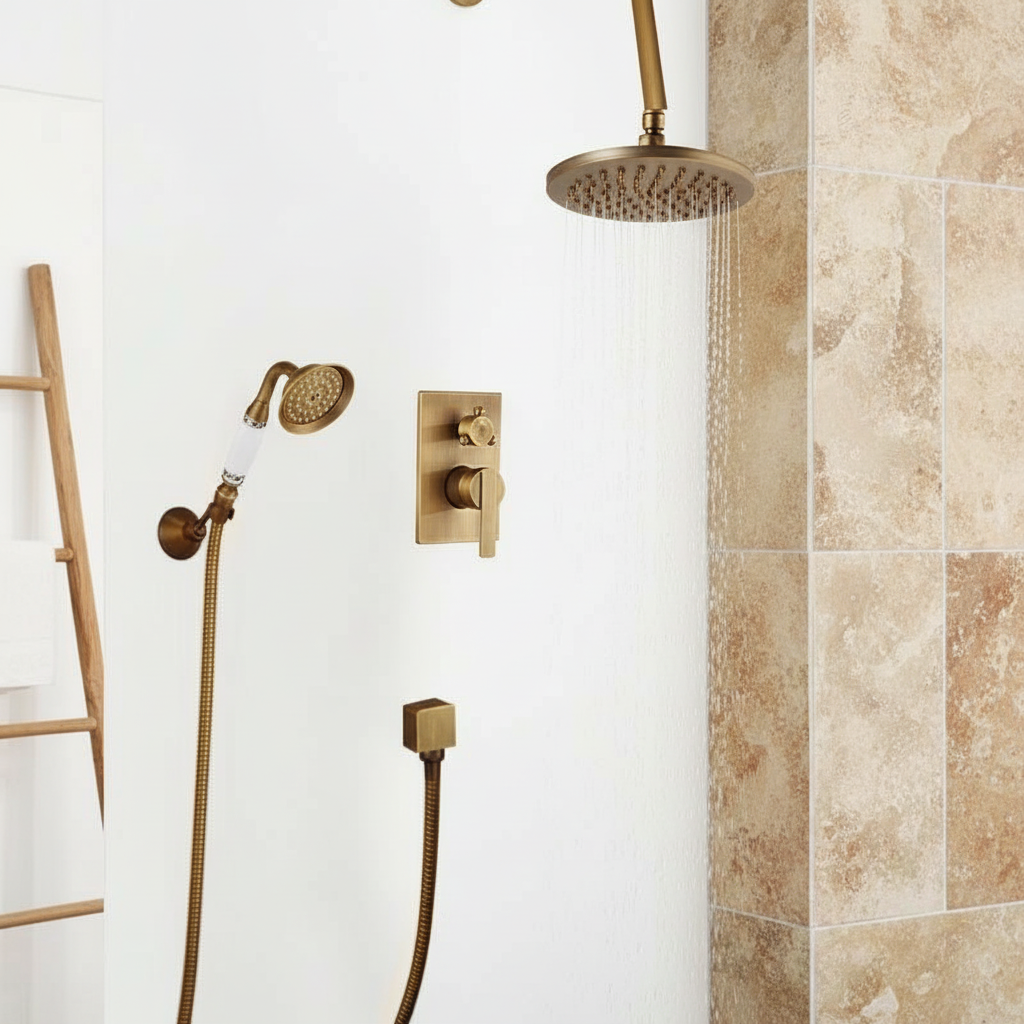 Nostalgic bronze shower set