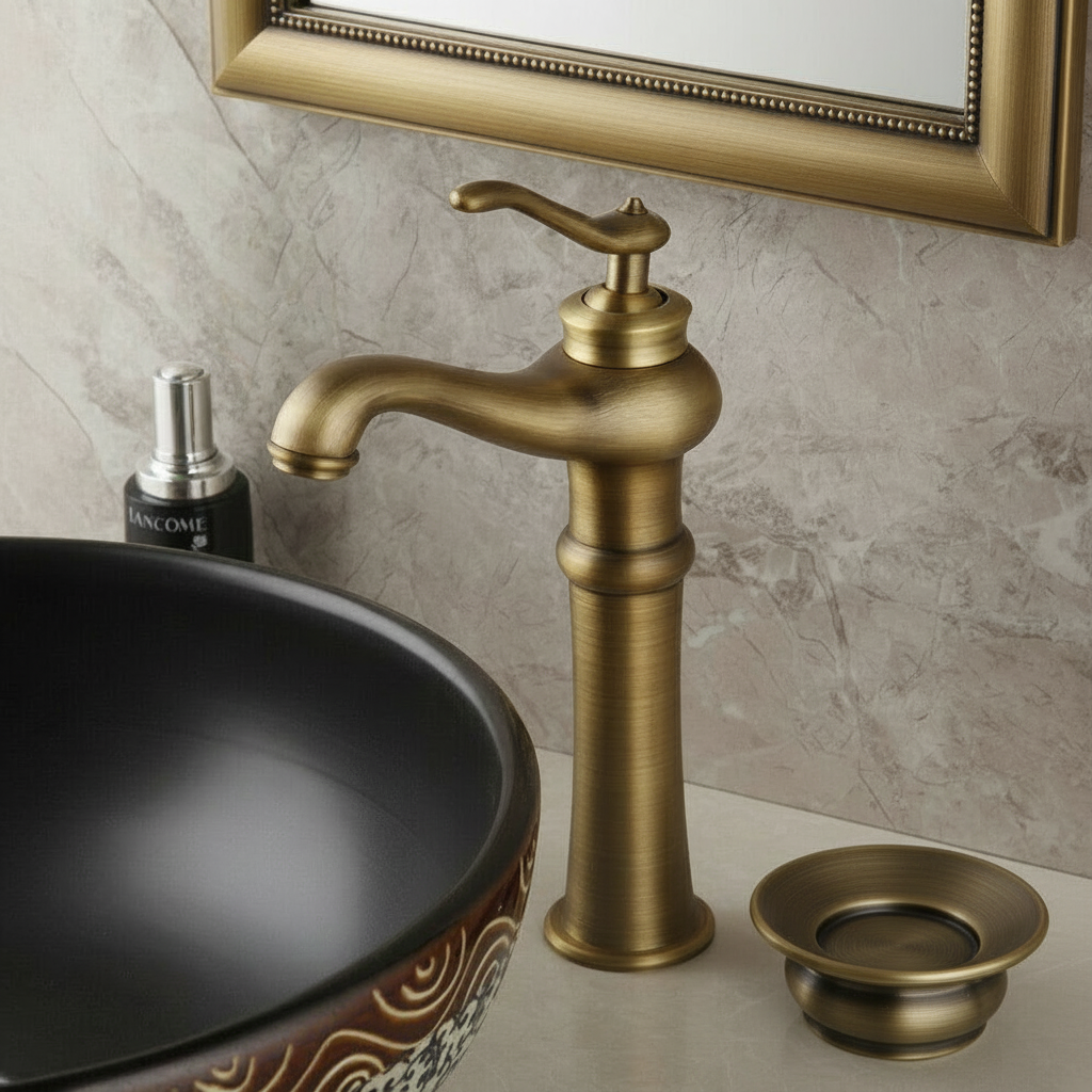 Landelijke wastafelkraan | Bronzen afwerking