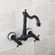 Nostalgischer Badewannenhahn aus Ölbronze zur Wandmontage mit weißem Keramik-Finish