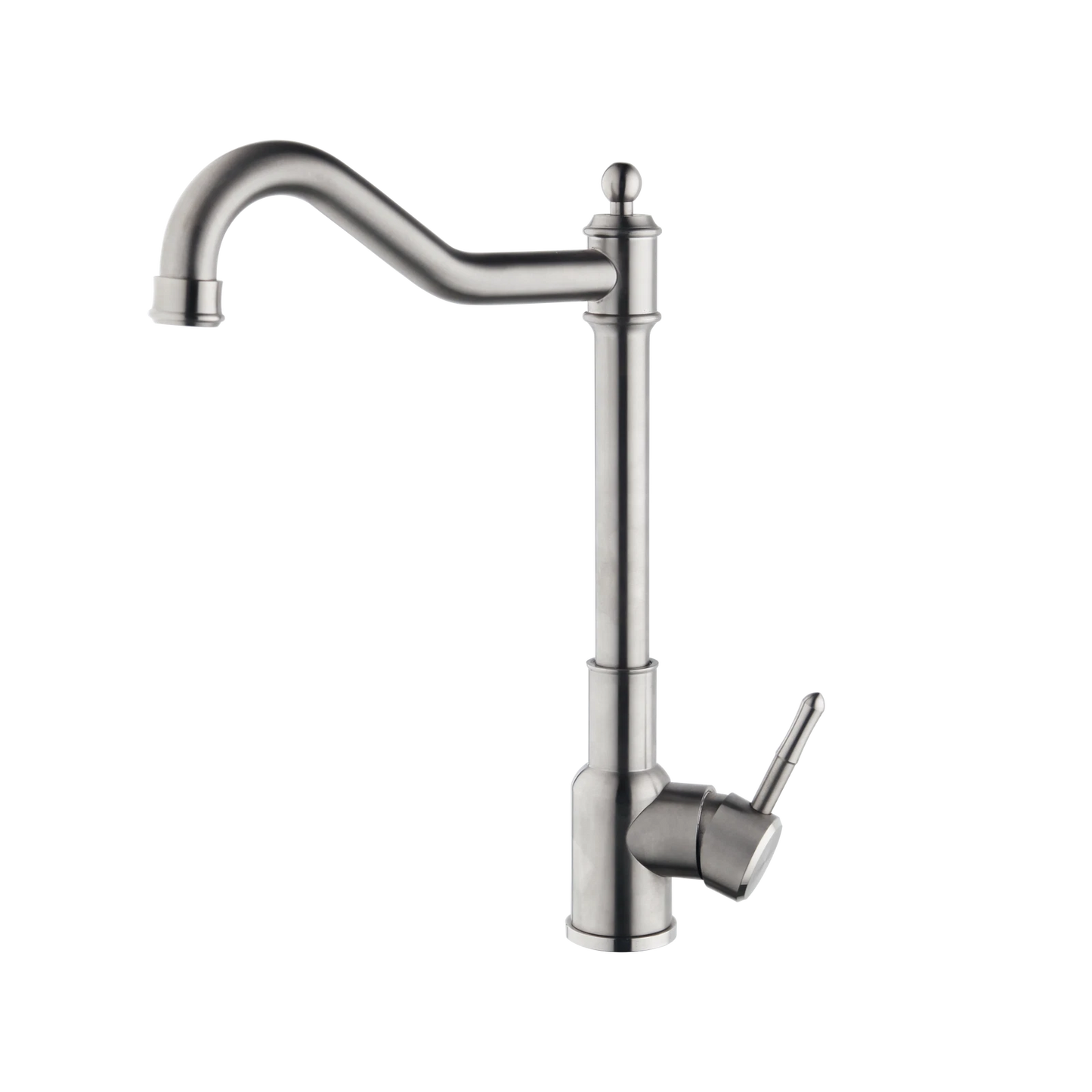 Geborsteld nikkel keukenkraan met zwenkbare uitloop