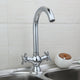 Chrome kitchen faucet with classic rotating handles