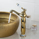 Nostalgic high gold-colored washbasin tap