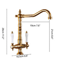 Klassieke keukenkraan – goudkleurig – dubbele hendel