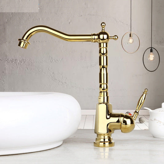 Golden swivel mixer tap
