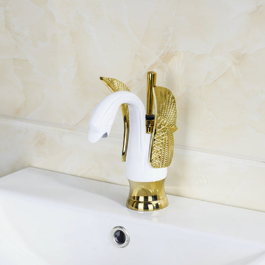 Goud witte zwaan kraan