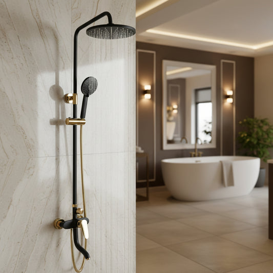 Badique Opbouw douche zwart goud